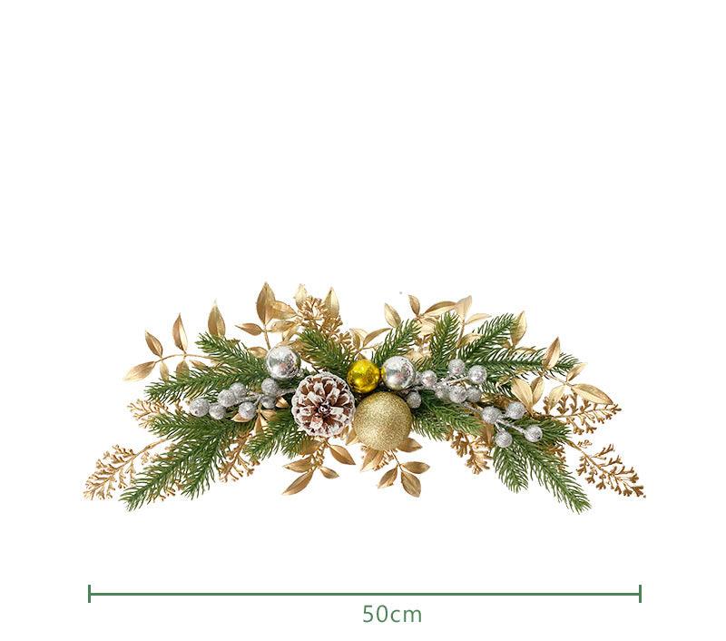 Simulation Pine Needles Rattan Christmas Gold Coloured Ball Leaves Pine Cones Indoor Fireplace Wall Hanging Decoration